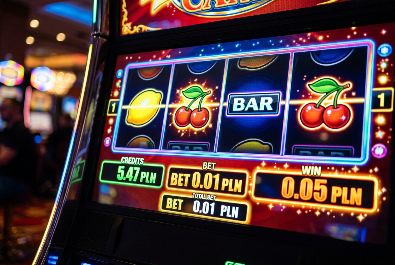 Slot typu Penny Slots z widoczną niską stawką zakładu